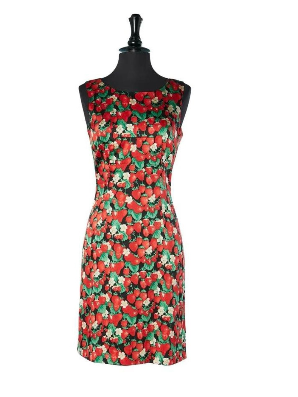Dolce & Gabbana Red Strawberry Print Sleeveless Mini Dress